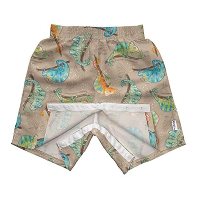 green sprouts i Play Easy-Change Eco Swim Trunks, UPF 50+, Standard 100 by Oeko-TEX® Certified, No AZO Dyes, Sand Chameleon - 18mo