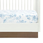 Delta Children Fitted Crib Sheets for Girls and Boys - 100% Organic Cotton Crib Sheet for Standard Crib and Toddler Mattresses - 28x52 Inch - GOTS Certified (Pack of 3), Blue Botanicals