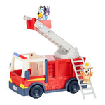 Bluey Firetruck | Firetruck, Exclusive Firefighter Bingo and Bob Bilby Figures | Raise The Ladder, Spin It Around and Roll Out The Hose | Includes Sticker Sheet