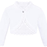 Lilax Baby Girls' Knit Long Sleeve Button Closure Bolero Cardigan Shrug 3-6 Months White