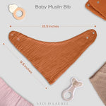 LILY O LAUREL Muslin baby bandana bibs for drooling and teething, 100% cotton, Baby bibs for boys and girls, Muslin Bibs, Drool Bibs – Pack of 8