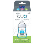 Chicco Duo 5oz Hybrid Baby Bottle, Real Glass Inside, Lightweight Plastic Outside, Patented Invinci-Glass Technology, Intui-Latch Nipple, Clear/Grey