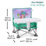 Bright Starts Disney Princess Ariel Pop 'N Sit Portable Booster, Indoor/Outdoor Use, Floor Seat with Feeding Tray, 6 Mos - 3 Yrs