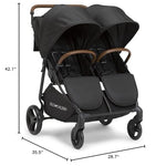 Delta Children Cruzer Double Stroller – Lightweight Side by Side with Reclining Seats, Extendable Canopies and Flat Fold, Black