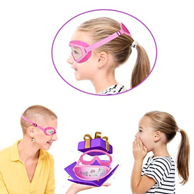 HYDROCOMFY Kids Goggles Swimming 4-7, Childrens Swimming Goggles, Pink Mermaid/Unicorn Swimming Goggles For Kids/Toddlers/Youth