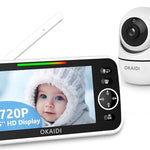 Baby monitor with 5-inch display and camera, featuring OKAIDI branding.
