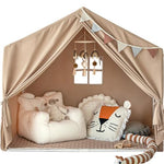 Razee Kids Play Tent with Mat, Large Playhouse Tent Indoor, Play House Kids Tent Castle Tent for Girls Boys, Play Cottage (Khaki)