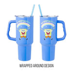 Silver Buffalo Spongebob Squarepants Rainbow Imagination Stainless Steel Tumbler with Handle and Straw, Fits in Standard Cup Holder, 40 Ounces