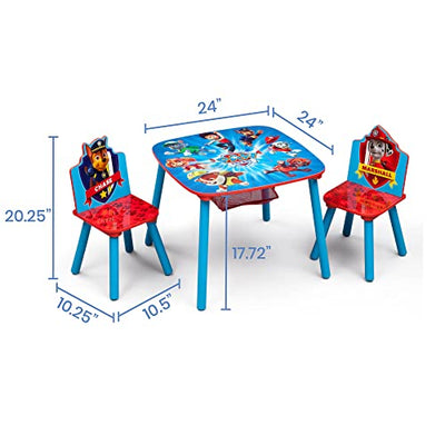 Delta Children Kids Table and Chair Set With Storage (2 Chairs Included) - Ideal for Arts & Crafts, Snack Time, Homeschooling, Homework & More, Nick Jr. PAW Patrol