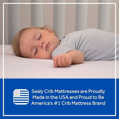 Sealy Baby Posturepedic Grace Hybrid - Firm 2 Stage Breathable Crib Mattress with Waterproof Barrier - GREENGUARD Gold Certified, Soy-enhanced Foam for Infants and Toddlers, Made in the USA (52x28")