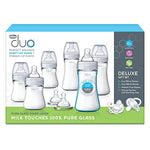 Chicco Duo Hybrid Baby Bottle Newborn Deluxe Giftset, Real Glass Inside, Lightweight Plastic Outside, Patented Invinci-Glass Technology, Intui-Latch Nipple, Clear/Grey