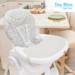 Dream On Me Fisher Price Tiny Bites Baby & Toddler Highchair – Cloud Grey, One-Click Folding, 7 Adjustable Height Levels, 2 Recline Positions, Removable Dishwasher-Safe Tray, Space-Saving
