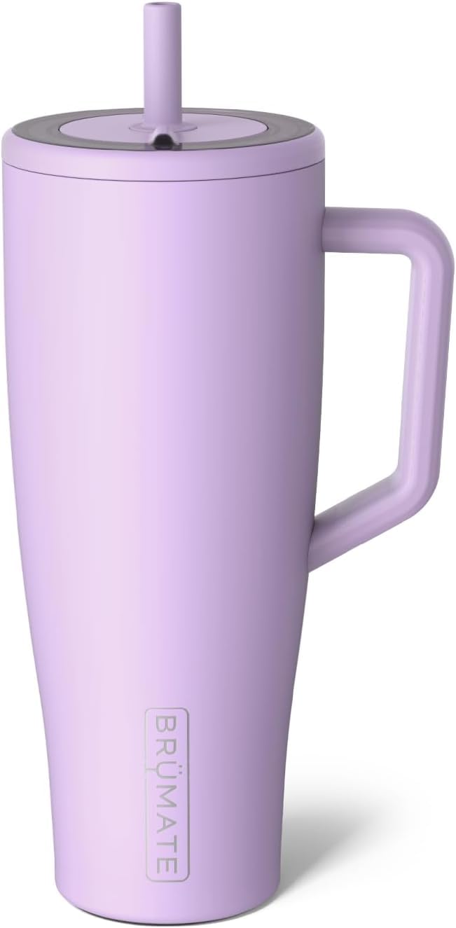BrüMate Era 40 oz Tumbler with Handle and Straw | 100% Leakproof Insulated Water Bottle Tumbler with Lid and Flexible SoftSip Straw | Made of Stainless Steel | Cup Holder Friendly | 40oz (Lavender)