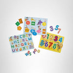 Melissa & Doug Disney Wooden Peg Puzzles Set: Letters, Numbers, and Shapes and Colors