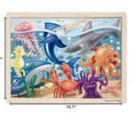 Melissa & Doug Under The Sea Ocean Animals Wooden Jigsaw Puzzle with Storage Tray (24 pcs)