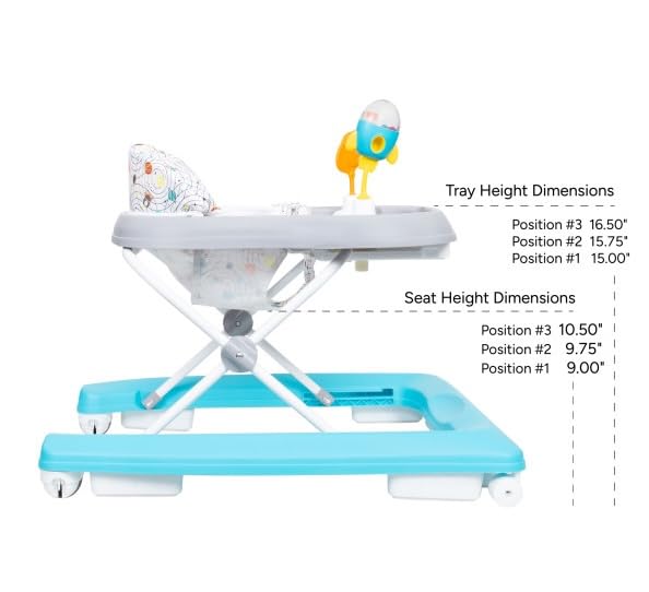 Smart Steps Trend Activity Walker and Entertainer with Removeable Toys, Large Tray, Cup Holder, Adjustable Height and Flat Fold Frame for Storage, Ages 6 Months +, Space Walk Navy