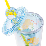 Silver Buffalo Care Bears Featuring Funshine Bear, Grumpy Bear, and Love-a-Lot Bear Glitter Plastic Cold Cup with Lid and Straw Topper, 24 Ounces