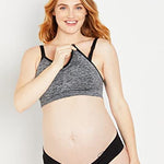 Motherhood Maternity Women's Wireless Clip Down Seamless Nursing Bra for Breastfeeding, Grey Space Dye, Large