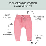 HonestBaby Multipack Honest Pants Joggers Pull on 100% Organic Cotton for Infant Baby and Toddler, Boys, Girls, Unisex, Strawberry Cream, Newborn