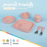 Nuby Animal Friend Silicone Round Plate - Toddler Plate - 6+ Months - Pink Whale Plate