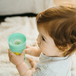 Dr. Brown's Milestones Cheers 360 Spoutless Transition Cup, Travel Friendly and Leak Free Sippy for Babies and Toddlers, Blue/Green Animals, BPA-Free, 10 oz/300 mL, 9m+, 2-Pack