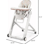 Peg Perego Siesta, Grow with Baby Folding High Chair & Recliner, Height Adjustable, Quick Clean & Easy Push Wheels for Babies & Toddlers, Made in Italy, Aquarelle (White)