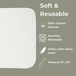 Nora's Nursery Reusable Baby Wipes, 100% Cotton Washcloths, Soft and Absorbent Towels for Newborn Bath and Face, Includes 20 Wipes with 1 Waterproof Pod for On-The-Go Moms, Ideal for Sensitive Skin