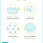 Simple Joys by Carter's Baby Girls' Cotton Sleeper Gown, Pack of 3, Light Pink Bunny/White Rainbow/Elephants, 0-3 Months