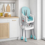 Dream On Me TableTalk 2-in-1 High Chair for Baby & Toddler – Convertible High Chair to Junior Chair, Removable Padded Seat, Dual Dishwasher-Safe Trays, Styrdy Steel Frame, Quick Folding Design – Aqua