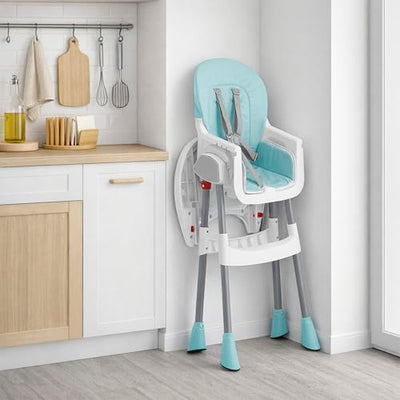 Dream On Me TableTalk 2-in-1 High Chair for Baby & Toddler – Convertible High Chair to Junior Chair, Removable Padded Seat, Dual Dishwasher-Safe Trays, Styrdy Steel Frame, Quick Folding Design – Aqua