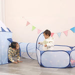 LimitlessFunN 4pc Kids Pop Up Play Tent, Crawl Tunnel, Ball Pit | Includes Star Lights & Carrying Case |, Children Indoor Castle Playhouse for Boys & Girls, Toddlers, 47" D x 126" W x 53" H