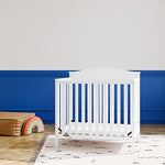 Graco Stella 4-in-1 Convertible Mini Crib with Bonus Mattress – Includes Bonus 2.75 Inch Thick Mattress with Water-Resistant Cover, Converts to Twin Bed, Ideal Crib for Small Spaces (White)
