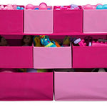 Delta Children Deluxe Multi-Bin Toy Organizer with Storage Bins, White/Pink Bins