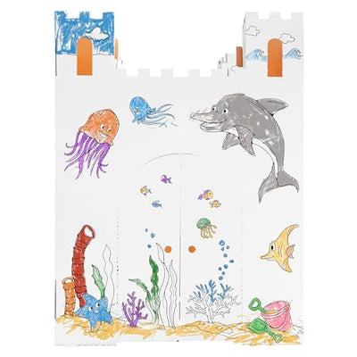 Easy Playhouse Sand Castle - Kids Art & Craft for Indoor & Outdoor Fun, Color, Draw, Doodle – Decorate & Personalize a Cardboard Fort, 32" X 32" X 43. 5" Age 3+ [Amazon Exclusive] , White