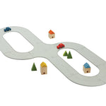 PlanToys® Road & Rail Set Wooden Montessori Imaginative and Creative Play Set | Early Language, Problem Solving and Coordination Activity | Eco Friendly Road and Rail Building Set