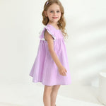 Baby Girl Clothes 3 6 Month Girl Clothes Summer Purple Dress Ruffle Fly Sleeve Square Neck A Line Casual Sundress Infant Dress Cute 2 Piece Outfit
