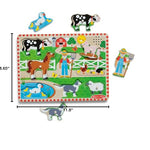 Melissa & Doug Old MacDonald's Farm Song Puzzle – 8-Piece Wooden Peg Puzzle with Light-Activated Sounds, Music Learning Toy for Toddlers and Preschoolers Ages 2+