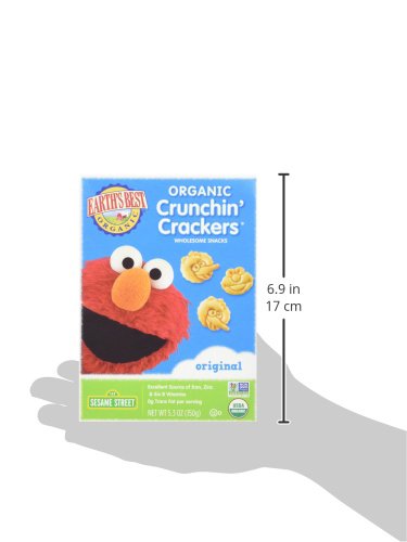 Earth's Best Organic Sesame Street Toddler Crunchin' Crackers, Original, 5.3 oz. Box (Pack of 2)