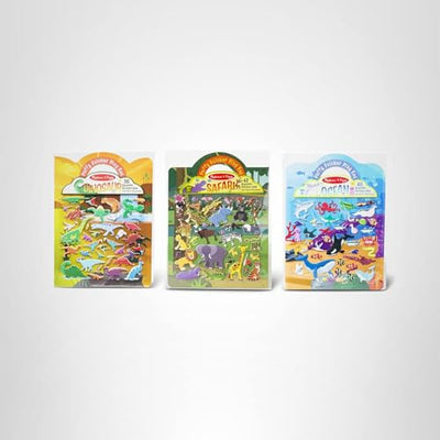 Melissa & Doug Puffy Sticker Activity Books Set of 3 – Safari, Dinosaur & Ocean, with 118 Reusable Puffy Stickers and Fold-Out Scenes, Mess Free Play Set & Travel Toys for Kids Ages 4+ - FSC Certified