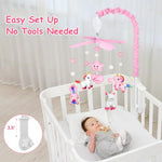 Baby Crib Mobile with Music and 28” Mobile Arm, Pink White Unicorm Crib Mobile for Baby Girls, Musical Nursery Mobile, Pink Nursery Decor, Crib Toy for Infant Baby, 6 Hanging Plush Toys, 35 Lullabies