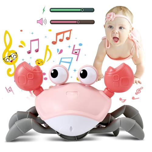 control future Crawling Crab Baby Toy - Infant Tummy Time Toys 3 4 5 6 7 8 9 10 11 12 Babies Boy 3-6 6-12 Learning Crawl 9-12 12-18 Walking Toddler 36 Months Old Music Development 1st Birthday Gifts