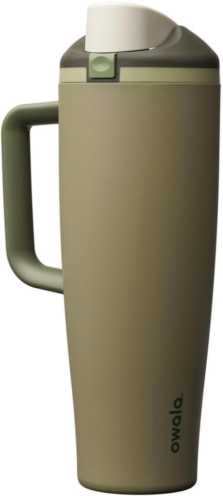 Owala FreeSip Tumbler Insulated Stainless Steel Water Bottle with Built-in Straw and Side Handle, For Travel, Work, School, and Sports, 40oz, BPA Free, Leak Proof, Black Cherry