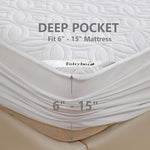 FELTYBED Full Size 54"x75" Waterproof Mattress Protector, Soft Bed Mattress Cover Full, Breathable Mattress Pad Cover with Deep Pocket 6"- 15", Noiseless Washable White