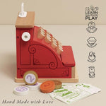 Le Toy Van - Wooden Honeybake Toy Cash Register | Role Play With Receipt, Opening Till Drawer and Money | Perfect for Supermarket, Food Shop or Cafe Pretend Play
