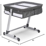 Simmons Kids By The Bed City Sleeper Bassinet for Twins - Adjustable Height Portable Crib with Wheels & Airflow Mesh, Grey Tweed