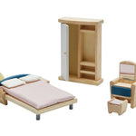PlanToys® Wooden Bedroom Dollhouse Furniture Set in Orchard Shade for Kids | Montessori Small World and Home Routine Play | Eco Friendly Wooden Dollhouse Bedroom Set for Imaginative Play