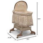 Delta Children Portable Rocking Bassinet for Newborns Bedside Sleeper Crib with Gentle Vibrations, Nightlight, Soothing Music, Adjustable Canopy, Plush Toys, Storage Basket, Baby Essentials