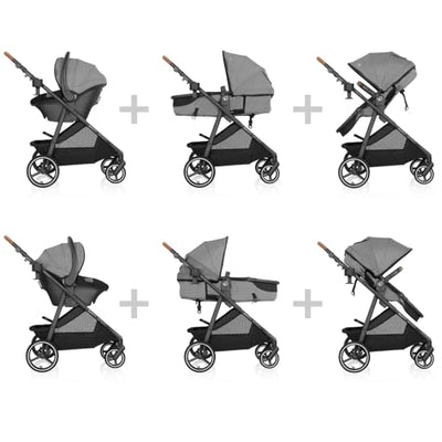 Evenflo Shyft Intuiti Travel System with Revolve180 LiteMax NXT Rotational Infant Car Seat (Fossil Gray)