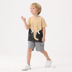 GFQLONG Toddler Baby Boys 3 Pack Crewneck Cotton Short Sleeve T-Shirt, Baby Summer Cute Cartoon Print Tees Shirts,Elephant,1-2T