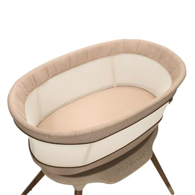Maxi-Cosi Starling Smart Bassinet, CryAssist AI Cry Translation, 5 Rocking Motions, Cozy Mattress Pad, Machine-Washable Cover, Built in Bluetooth Speaker, Natural Heritage-COSI